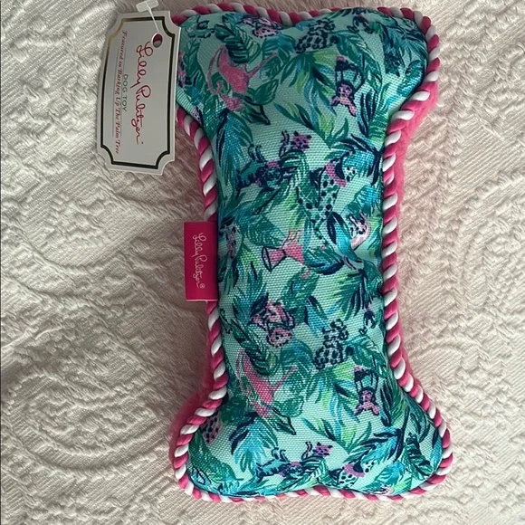 Lilly Pulitzer Tropical Dog Toy in Teal and Hot Pink - New in package - Picture 3 of 5
